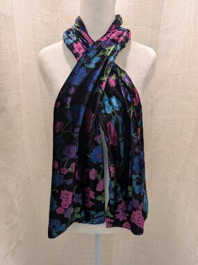 Floral Velour / Velvet Scarf - Made in India